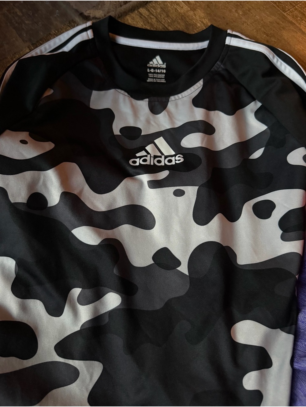 adidas Black & Gray Camo Performance Tee